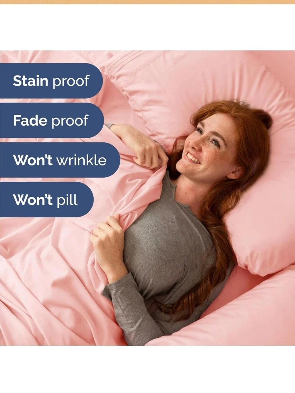Full Size 4 Piece Deep Pockets Sheet Set Baby Pink NEW IN PACKAGE